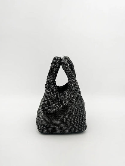 TOP HANDLE RHINESTONE BAG IN BLACK-Top Handle Bags-STAY IN STYLE- Pointure.AE