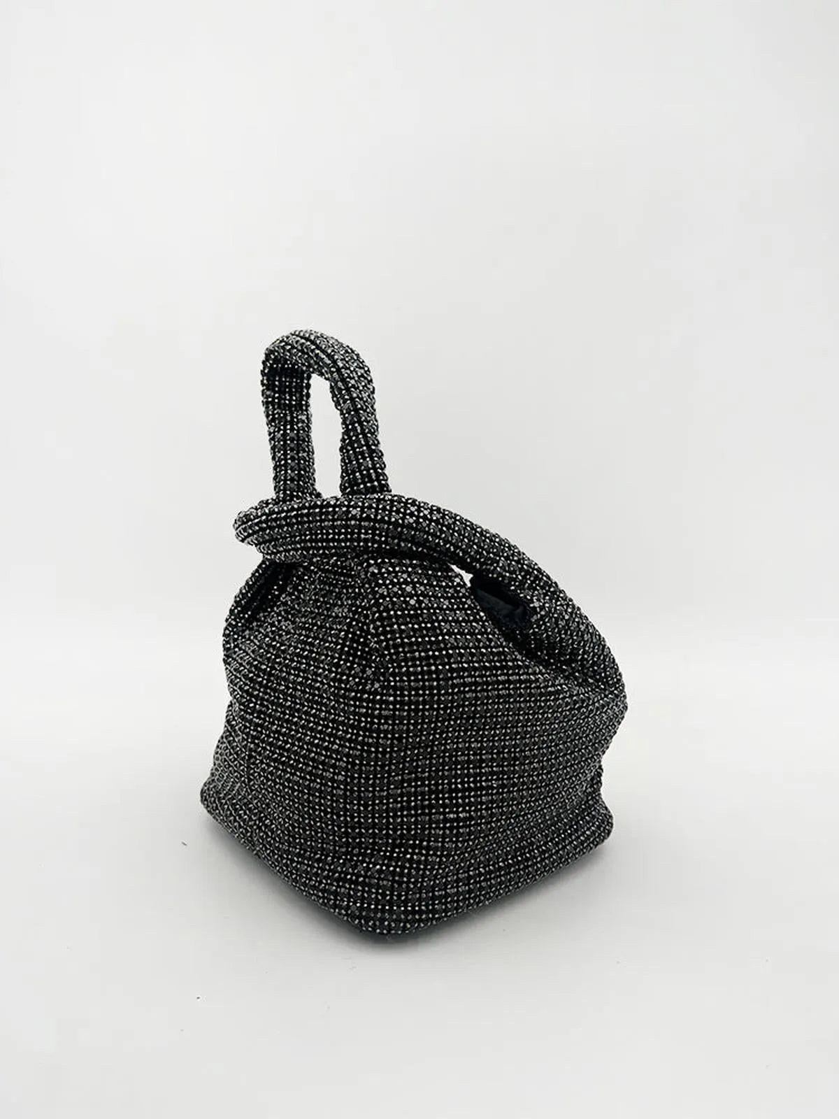 TOP HANDLE RHINESTONE BAG IN BLACK-Top Handle Bags-STAY IN STYLE- Pointure.AE