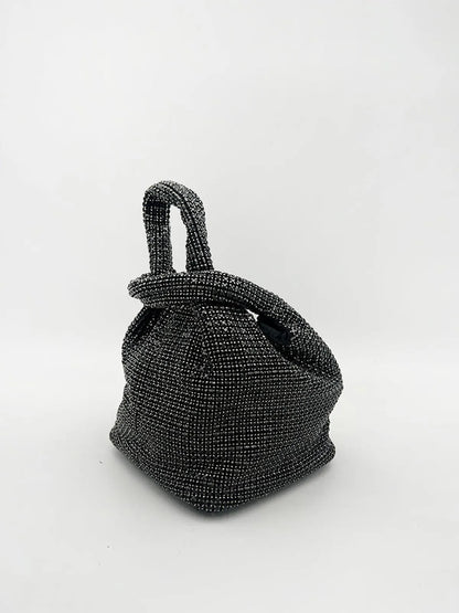 TOP HANDLE RHINESTONE BAG IN BLACK-Top Handle Bags-STAY IN STYLE- Pointure.AE