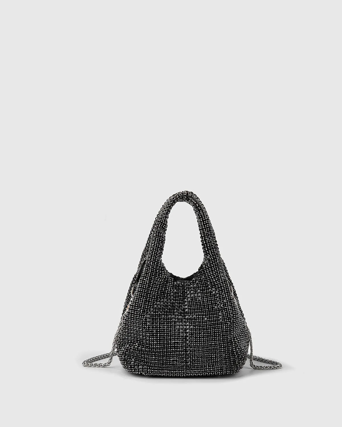 TOP HANDLE RHINESTONE BAG IN BLACK-Top Handle Bags-STAY IN STYLE- Pointure.AE