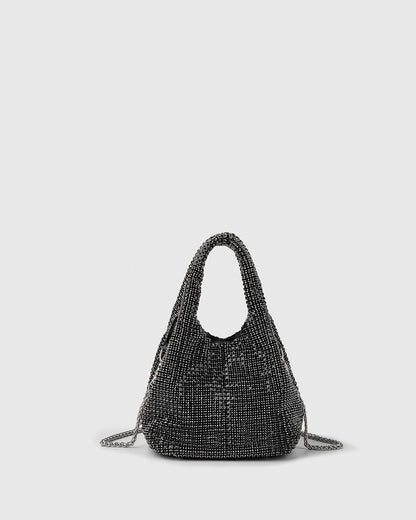 TOP HANDLE RHINESTONE BAG IN BLACK-Top Handle Bags-STAY IN STYLE- Pointure.AE