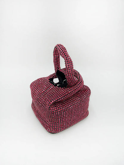 TOP HANDLE RHINESTONE BAG IN FUXIA-Top Handle Bags-STAY IN STYLE- Pointure.AE