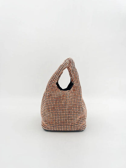 TOP HANDLE RHINESTONE BAG IN ROSE GOLD-Top Handle Bags-STAY IN STYLE- Pointure.AE