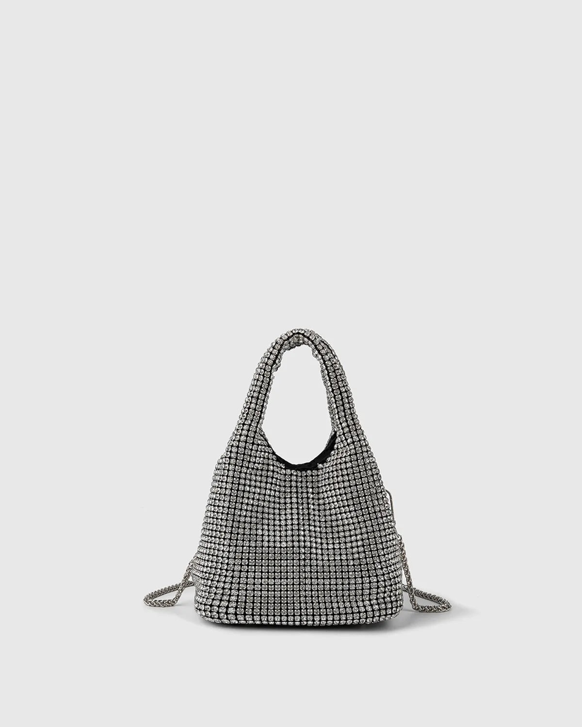 TOP HANDLE RHINESTONE BAG IN SILVER-Top Handle Bags-STAY IN STYLE- Pointure.AE