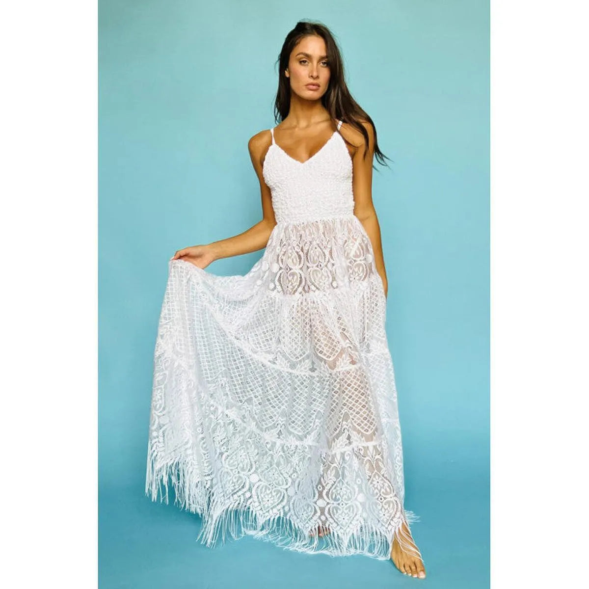 WHITE BOHO DRESS