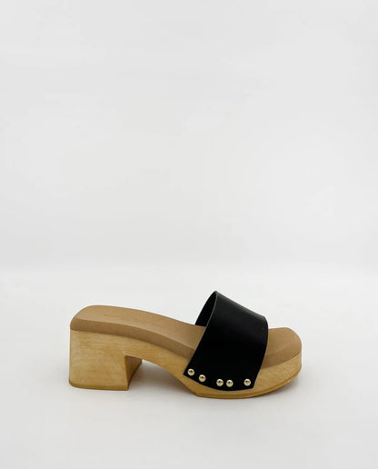 WOODEN MULE IN BLACK-Mules-MADE IN ITALY- Pointure.AE