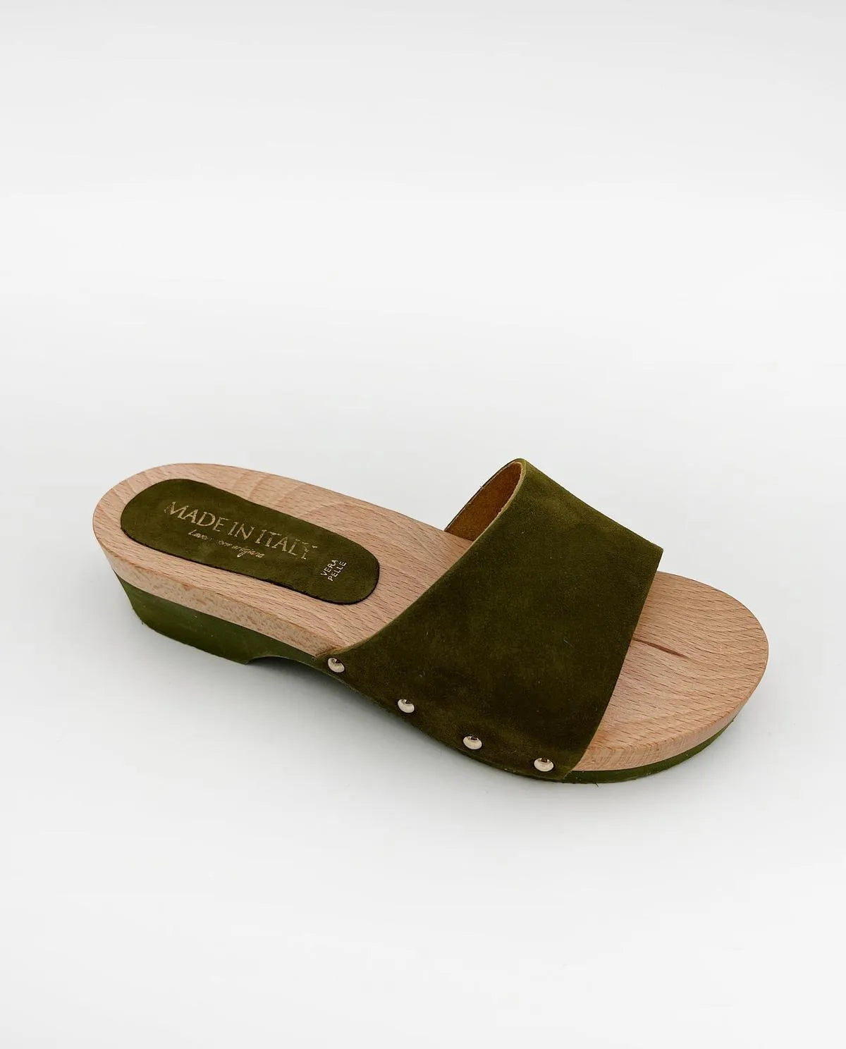 WOODEN MULE IN GREEN-Mules-MADE IN ITALY- Pointure.AE