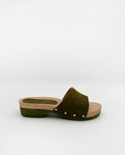 WOODEN MULE IN GREEN-Mules-MADE IN ITALY- Pointure.AE